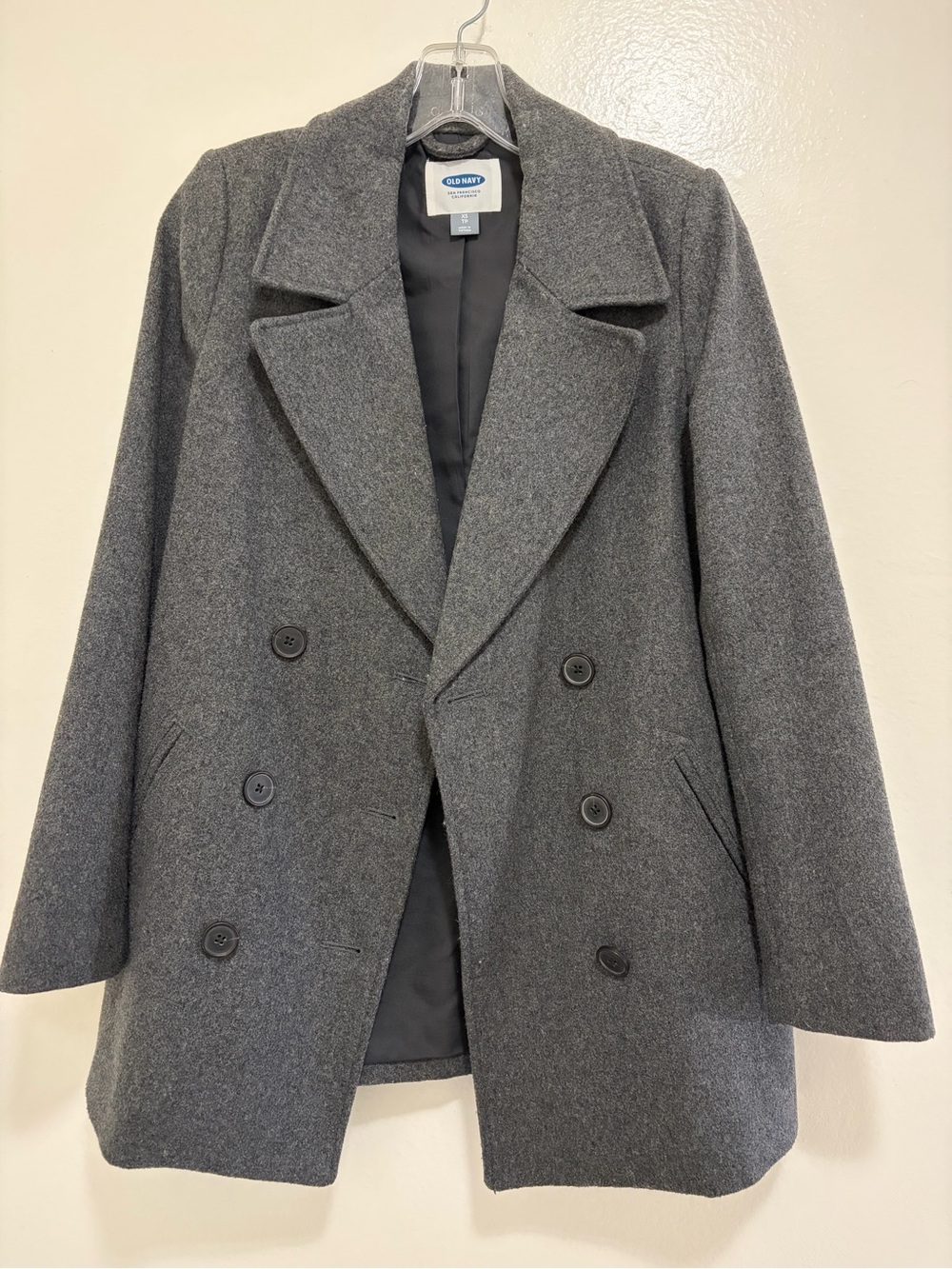 Old Navy Women's Charcoal Gray Double-Breasted Peacoat